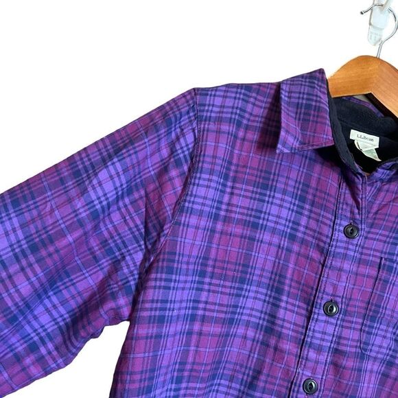 L.L. Bean purple fleece lined plaid shirt. Size SP - Picture 9 of 11